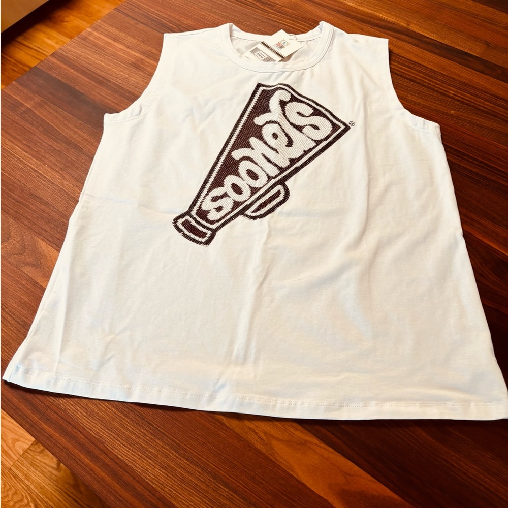 White Sleeveless Sooners Top by Stewart Simmons